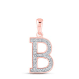 10kt Rose Gold Womens Round Diamond Initial B Letter Pendant 1/12 Cttw