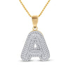 10kt Yellow Gold Mens Round Diamond Initial A Letter Charm Pendant 1/2 Cttw