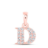 10kt Rose Gold Womens Round Diamond D Initial Letter Pendant 1/10 Cttw