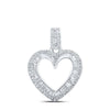 10kt White Gold Womens Round Diamond Heart Pendant 3/8 Cttw