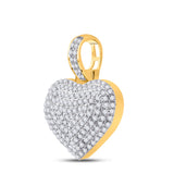 10kt Yellow Gold Mens Round Diamond Heart Charm Pendant 1/2 Cttw