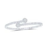 10kt White Gold Womens Baguette Diamond Circle Cuff Bangle Bracelet 2-3/4 Cttw