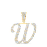 10kt Yellow Gold Mens Round Diamond W Initial Letter Charm Pendant 1-1/4 Cttw