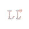 10kt Rose Gold Womens Round Diamond L Initial Letter Earrings 1/10 Cttw
