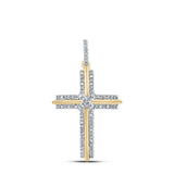 10kt Yellow Gold Mens Round Diamond Cross Charm Pendant 1/5 Cttw