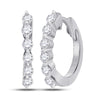 14kt White Gold Womens Round Pave-set Diamond Hoop Earrings 1/4 Cttw