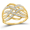 10kt Yellow Gold Womens Round Diamond Woven Fashion Band Ring 1/20 Cttw