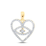 10kt Yellow Gold Womens Round Diamond Eye Heart Pendant 1/3 Cttw