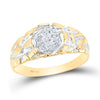 Yellow-tone Sterling Silver Mens Round Diamond Cluster Ring 1/20 Cttw