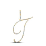 10kt Yellow Gold Womens Round Diamond T Initial Letter Pendant 3/8 Cttw