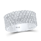 14kt White Gold Mens Round Diamond 5-Row Pave Band Ring 5-3/8 Cttw