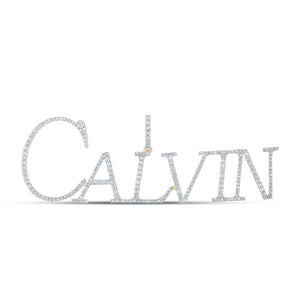 10kt Yellow Gold Round Diamond CALVIN Name Charm Pendant 1-1/3 Cttw