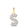 10kt Yellow Gold Mens Baguette Diamond S Initial Letter Charm Pendant 3/8 Cttw