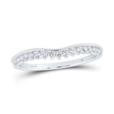 14kt White Gold Womens Round Diamond Stackable Band Ring 1/5 Cttw