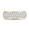 14kt Yellow Gold Mens Round Diamond Pave Band Ring 1-1/2 Cttw