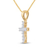 14kt Yellow Gold Womens Round Diamond Cross Pendant 1/10 Cttw