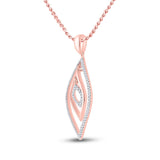 10kt Rose Gold Womens Round Diamond Triple Nested Oval Outline Pendant 1/4 Cttw