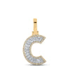 10kt Yellow Gold Mens Baguette Diamond C Initial Letter Charm Pendant 3/8 Cttw