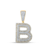 10kt Two-tone Gold Mens Round Diamond Initial B Letter Charm Pendant 1 Cttw