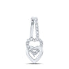 10kt White Gold Womens Round Diamond Heart Pendant 1/10 Cttw