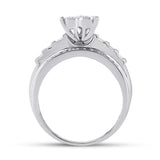 10kt White Gold Round Diamond Heart Bridal Wedding Engagement Ring 1/2 Cttw