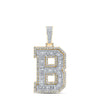 10kt Yellow Gold Mens Baguette Diamond B Initial Letter Charm Pendant 3-1/3 Cttw