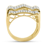 10kt Yellow Gold Mens Round Diamond Arch Cluster Ring 1 Cttw