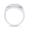 10kt White Gold Mens Round Diamond Square Cluster Ring 1/3 Cttw