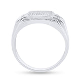 10kt White Gold Mens Round Diamond Square Cluster Ring 1/3 Cttw