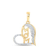 10kt Yellow Gold Womens Round Diamond Mom Heart Pendant 1/5 Cttw