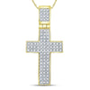 10kt Yellow Gold Mens Round Diamond Cross Charm Pendant 1/4 Cttw