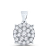 10kt White Gold Womens Round Diamond Cluster Pendant 3/4 Cttw