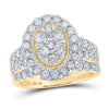 10kt Yellow Gold Round Diamond Oval Bridal Wedding Ring Band Set 2 Cttw