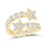 10kt Yellow Gold Womens Round Diamond Star Cuff Band Ring 1 Cttw