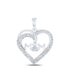 10kt White Gold Womens Round Diamond Mom Heart Pendant 1/6 Cttw