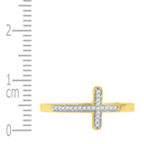 10kt Yellow Gold Womens Round Diamond Cross Ring 1/20 Cttw