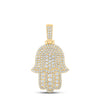 10kt Yellow Gold Mens Round Diamond Hamsa Charm Pendant 2 Cttw