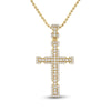 14kt Yellow Gold Mens Baguette Diamond Cross Charm Pendant 1-3/8 Cttw