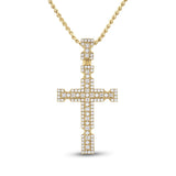 14kt Yellow Gold Mens Baguette Diamond Cross Charm Pendant 1-3/8 Cttw