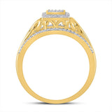 10kt Yellow Gold Womens Round Diamond Square Ring 1/4 Cttw