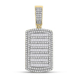 14kt Yellow Gold Mens Round Diamond Dog Tag Charm Pendant 1-1/6 Cttw