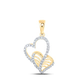 10kt Yellow Gold Womens Round Diamond Heart Pendant 1/3 Cttw