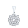 10kt White Gold Womens Round Diamond Cluster Pendant 2 Cttw