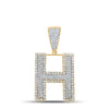 10kt Two-tone Gold Mens Round Diamond Initial H Letter Charm Pendant 7/8 Cttw