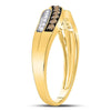 10kt Yellow Gold Womens Round Brown Diamond Band Ring 1/4 Cttw