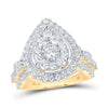 10kt Yellow Gold Round Diamond Teardrop Bridal Wedding Engagement Ring 1-3/4 Cttw