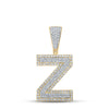 14kt Two-tone Gold Mens Round Diamond Z Initial Letter Charm Pendant 3/4 Cttw