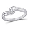 10kt White Gold Womens Round Diamond Solitaire Promise Ring 1/20 Cttw