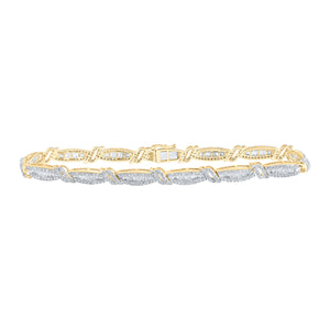 10kt Yellow Gold Mens Round Diamond 8.5-inch Link Bracelet 4-3/8 Cttw