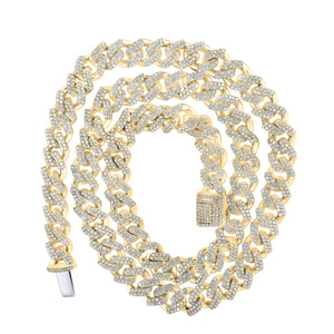 14kt Yellow Gold Mens Round Diamond 18-inch Cuban Link Chain Necklace 8 Cttw